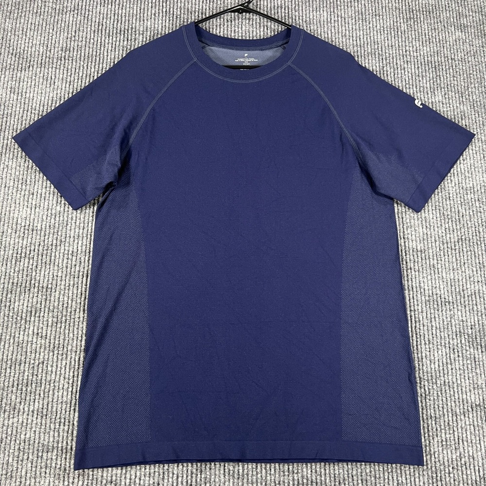 Fabletics Shirt Mens Size Large Navy Blue Short Sleeve Activewear Gym Run Lift